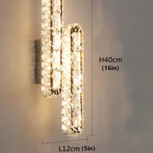 Lâmpada de Parede Dourada ou Prateada com Cristais - Iluminação Moderna