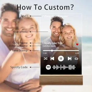 Placa de Música Spotify Personalizada - Presente Romântico para Casais - Versão C, Base de Luz com 7 Cores