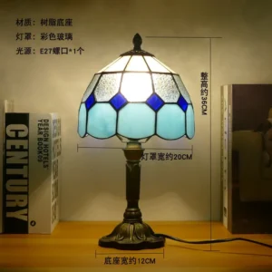 Candeeiro de Mesa Tiffany Retrô em Vidro Decorativo