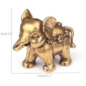 Estatuetas de Elefante em Miniatura de Cobre Antigo para Decoração - Modelo C