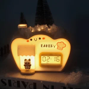 Despertador Criativo em Formato de Cabana com Luz Noturna Colorida