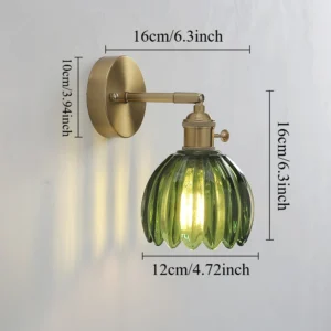 Luminária de Parede Vintage Verde em Vidro para Sala e Quarto