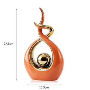 Escultura de Cerâmica Abstrata Dourada para Decoração Moderna - Laranja Pequeno