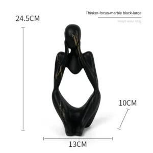 Estátua Decorativa do Pensador em Resina Colorida para Decoração de Casa - Pensador Preto do Meio, G