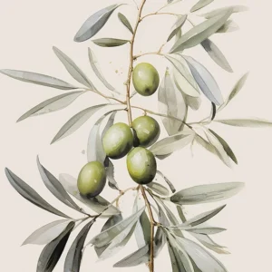 Quadro Decorativo Abstrato de Oliveira e Limão para Sala e Quarto