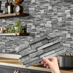 Adesivos de Parede Decorativos de Mármore Falso para Cozinha e Banheiro - Cor 11, 12 peças