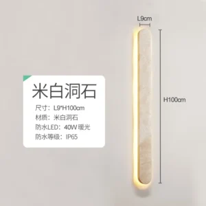 Luz de Parede LED Linear Amarelo Travertino à Prova d'Água para Exteriores - Luz Quente 3000K