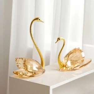 Estátua de Cisne em Cristal Luxuoso para Decoração Romântica