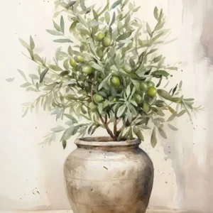 Quadro Decorativo Abstrato de Oliveira e Limão para Sala e Quarto