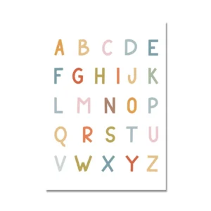 Pôster Educacional Infantil com Alfabeto e Números - Decoração de Quarto