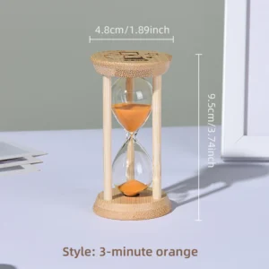 Ampulheta de Madeira com Temporizador - Decoração Criativa para Casa - 3 Min-Laranja