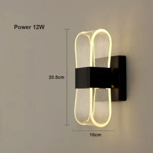 Lâmpada de Parede Acrílica Moderna para Sala e Quarto - Preto e Ouro