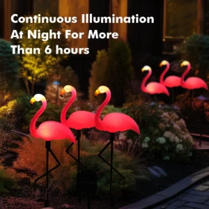 Luz Solar Flamingo para Jardim - Decoração Externa à Prova d'Água