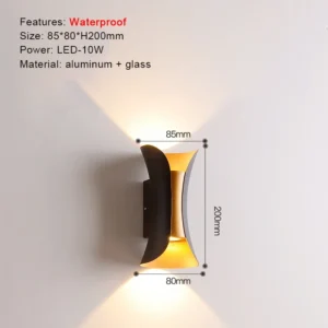 Arandela LED Moderna para Iluminação Externa - Preto