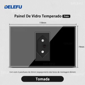 Tomada de Parede Integrada com USB Tipo C - Módulo Triplo Preto - Brasil, 20A-350853