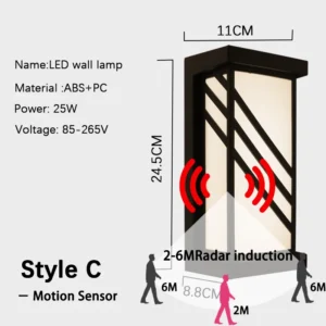 Luz de Parede LED Externa com Sensor de Movimento IP65 - Branco Quente 3000K