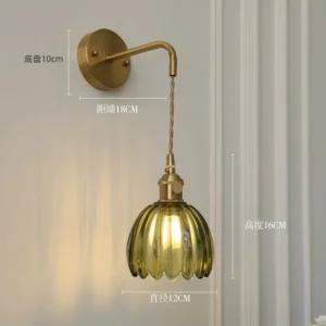 Arandela Floral Moderna em Vidro para Quarto e Estudo - Modelo C Verde