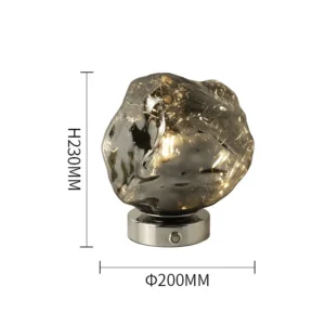 Lâmpada de Mesa Retro em Vidro com Luz LED - Abajur Decorativo - Cinza