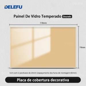 Interruptor de Luz com Tomada e USB - Vidro Temperado Dourado - Capa Decorativa, 10A