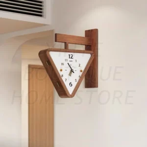 Relógio de Parede Triangular de Madeira - Design Minimalista e Silencioso