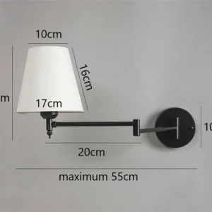 Lâmpada de Parede Dobrável e Ajustável Moderna - Preto e Ouro - A black