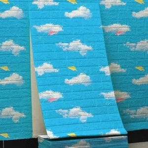 Papel de Parede Autoadesivo 3D Tijolo à Prova d'Água para Decoração - Céu Azul, 70CMX10M