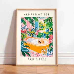 Pôster Gato Preto para Banheiro - Decoração Engraçada e Tropical