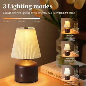 Candeeiro de Mesa LED Recarregável com Toque - Abajur Moderno para Quarto