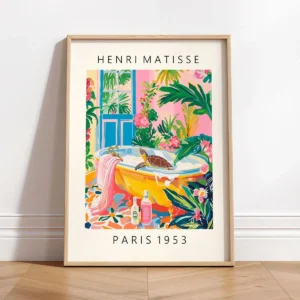 Pôster Gato Preto para Banheiro - Decoração Engraçada e Tropical