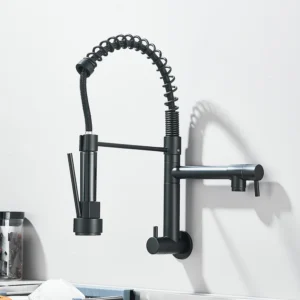 Torneira de Cozinha Preto Fosco com Bico Duplo e Rotação 360° - Preto Fosco