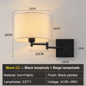 Arandela Moderna com Braço Oscilante para Iluminação Residencial