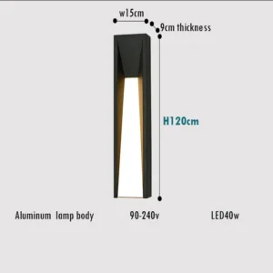 Lâmpada de Parede LED Externa Preta para Iluminação de Jardim e Varanda - Branco Quente