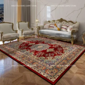 Tapete Vermelho Luxuoso Antiderrapante para Sala e Quarto - Vermelho Claro, Tapete 160x200cm