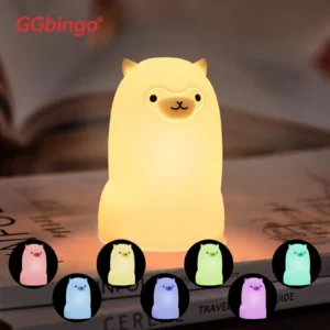 Luz Noturna de Silicone Recarregável com 7 Cores - Redução de Estresse - Alpaca