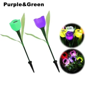 Lâmpada Solar Tulipa para Jardim - Decoração Externa LED - 2EM1-2PCS-01
