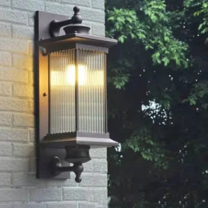 Lâmpada de Parede Externa LED Vintage à Prova d'Água - Preto e Café