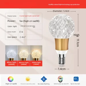 Lustre de Acrílico LED E27 E14 - Luz Quente e Fria para Sala