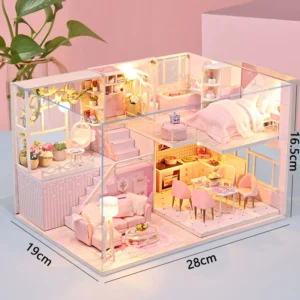 Casa de Boneca Mini DIY com Móveis - Montagem Criativa para Crianças - JTM035-B com tampa