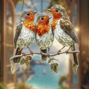 Pingente de Três Pássaros Decorativo para Quarto e Jardim - Presente Ideal