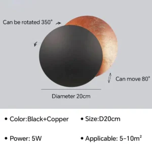 Luminária de Parede LED Moderna Eclipse Solar Total para Decoração