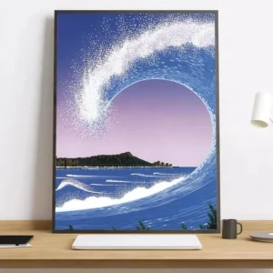 Pôster Vaporwave Japão Praia - Decoração Estética para Ambientes