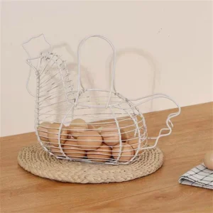 Cesta de Armazenamento de Ovos em Forma de Frango - Organizador de Cozinha - BRANCO