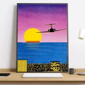 Pôster Vaporwave Japão Praia - Decoração Estética para Ambientes