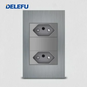 Painel de Alumínio Escovado Cinza para Tomada de Parede 10A 20A - 2Brasil, Universal
