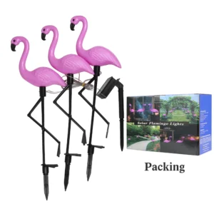 Luminária Solar Flamingo para Jardim e Pátio - Decoração Externa - Modelo A-3
