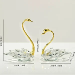 Estátua de Cisne em Cristal Luxuoso para Decoração Romântica - Modelo E