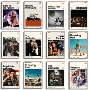 Pintura em Tela Retro de Filmes Clássicos para Decoração de Casa