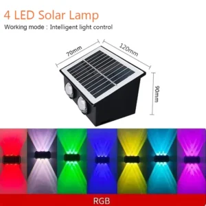 Lâmpada Solar de Parede para Jardim - Iluminação Externa à Prova d'Água