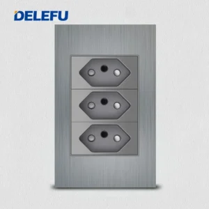Painel de Alumínio Escovado Cinza para Tomada de Parede 10A 20A - 3Brasil, Universal