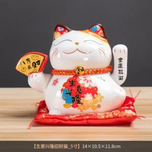 Lâmpada de Cerâmica Gato da Sorte - Decoração Moderna para Casa - Modelo C